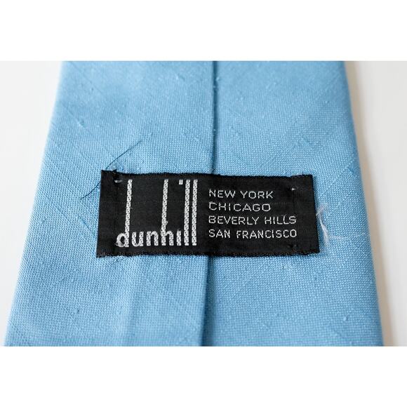 Vtg Dunhill Italy Silk Blue Necktie Old Money Wedding Preppy Business Corporate - Picture 2 of 15